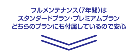 フルメンテナンス(7年間)はスタンダードプラン・プレミアムプランどちらのプランにも付属しているので安心